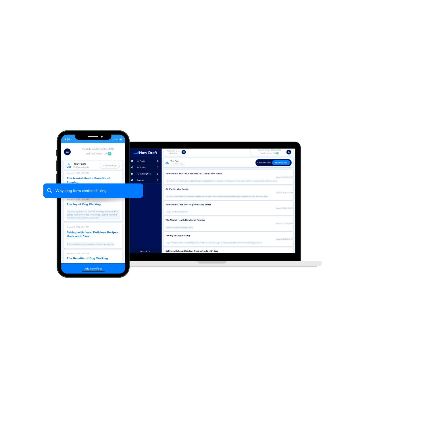 NowDraft dashboard preview